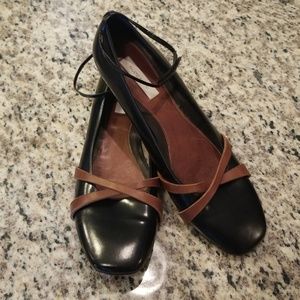 Fausto Santini black leather ankle strap flat FIRM